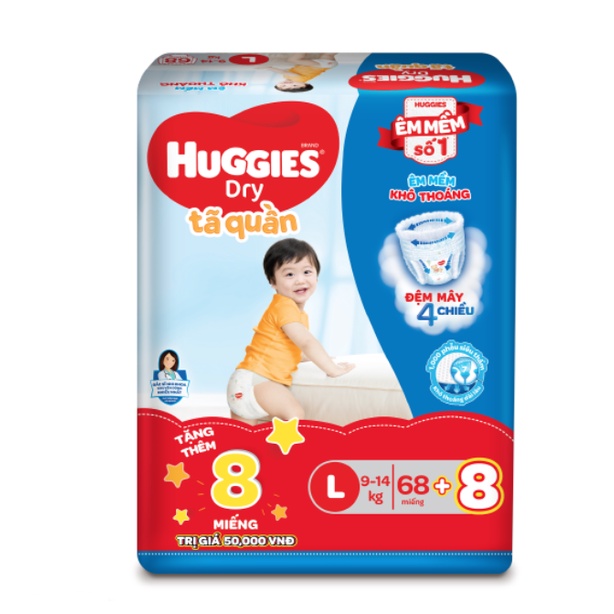 Bỉm/Tả quần Huggies M74 / L68 / XL62 / XXL56