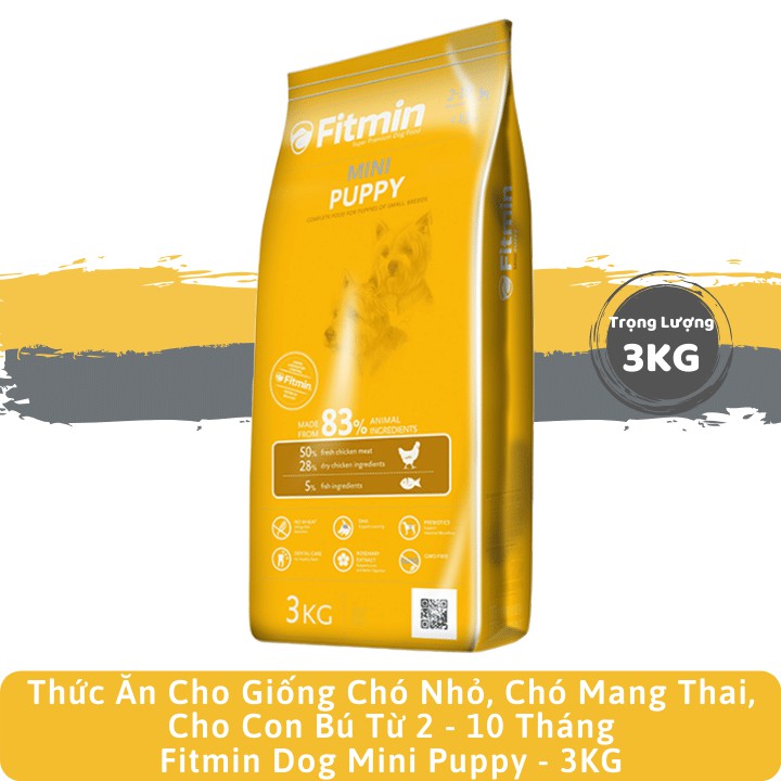 Fitmin Dog Mini Puppy - Thức Ăn Cho Giống Chó Nhỏ, Chó Mang Thai, Cho Con Bú Từ 2 - 10 Tháng 3KG