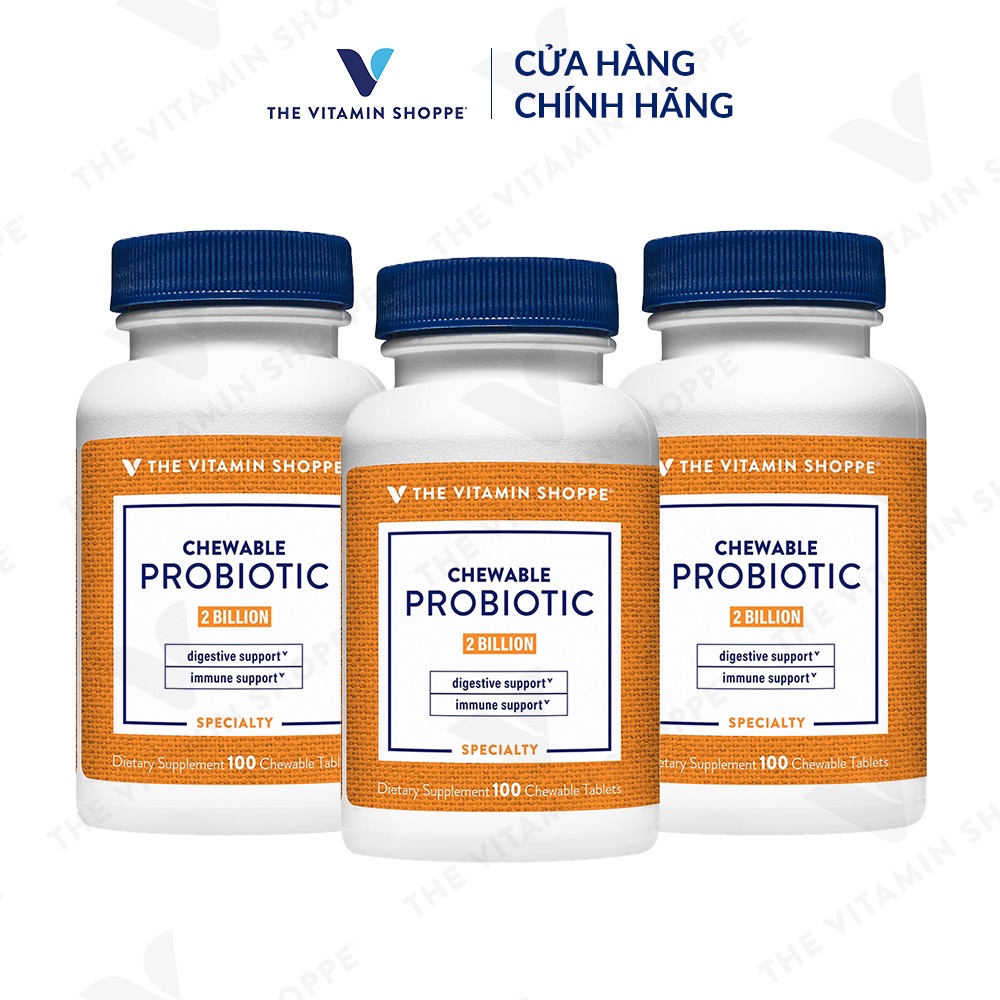 Viên uống hỗ trợ cân bằng hệ vi sinh đường ruột THE VITAMIN SHOPPE Chewable Probiotic 2 Billion 100 viên