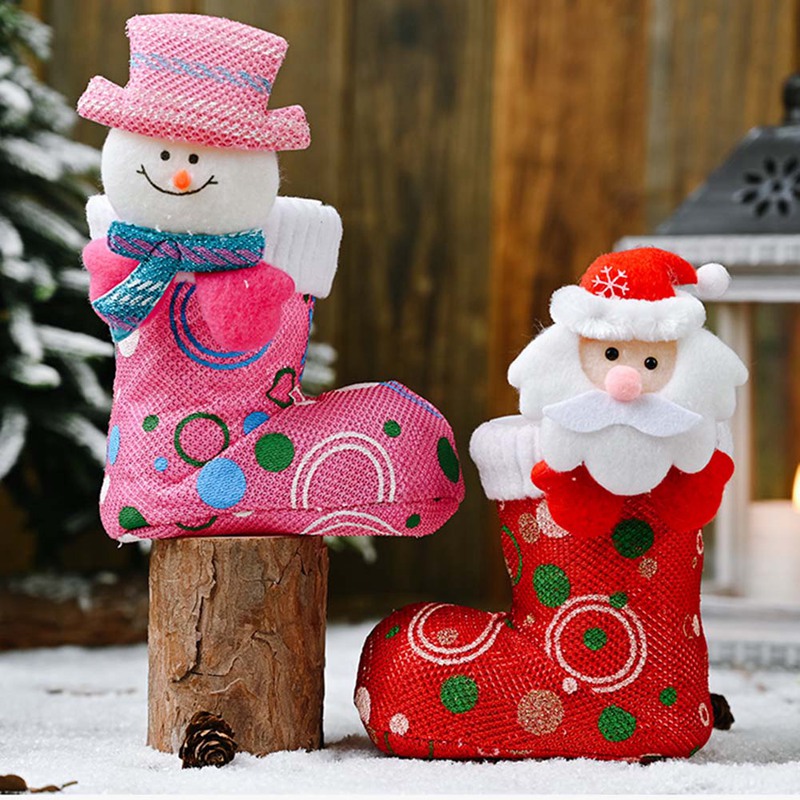 New Christmas Decorations Cartoon Red Boots Pink Candy Boots Gift Shoes natal Christmas Decor 2020 Navidad 2021 New Year Gift