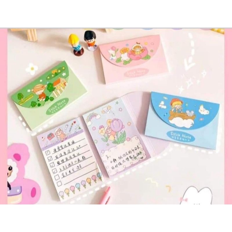 Bộ 2 thếp giấy note cute dạng ví cầm tay