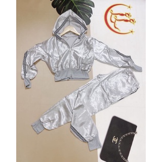Set bộ thể thao phi lụa tay dài quần dài có bo