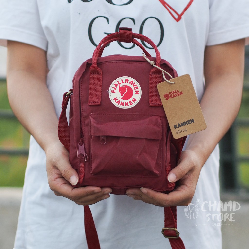 Túi Đeo Chéo Fjallraven Kaken Sling, hàng Chính Hãng màu Đỏ Booc đô