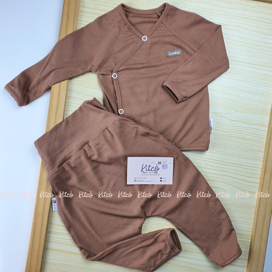 COOKIE Bộ dài tay cài chéo quần cạp bo