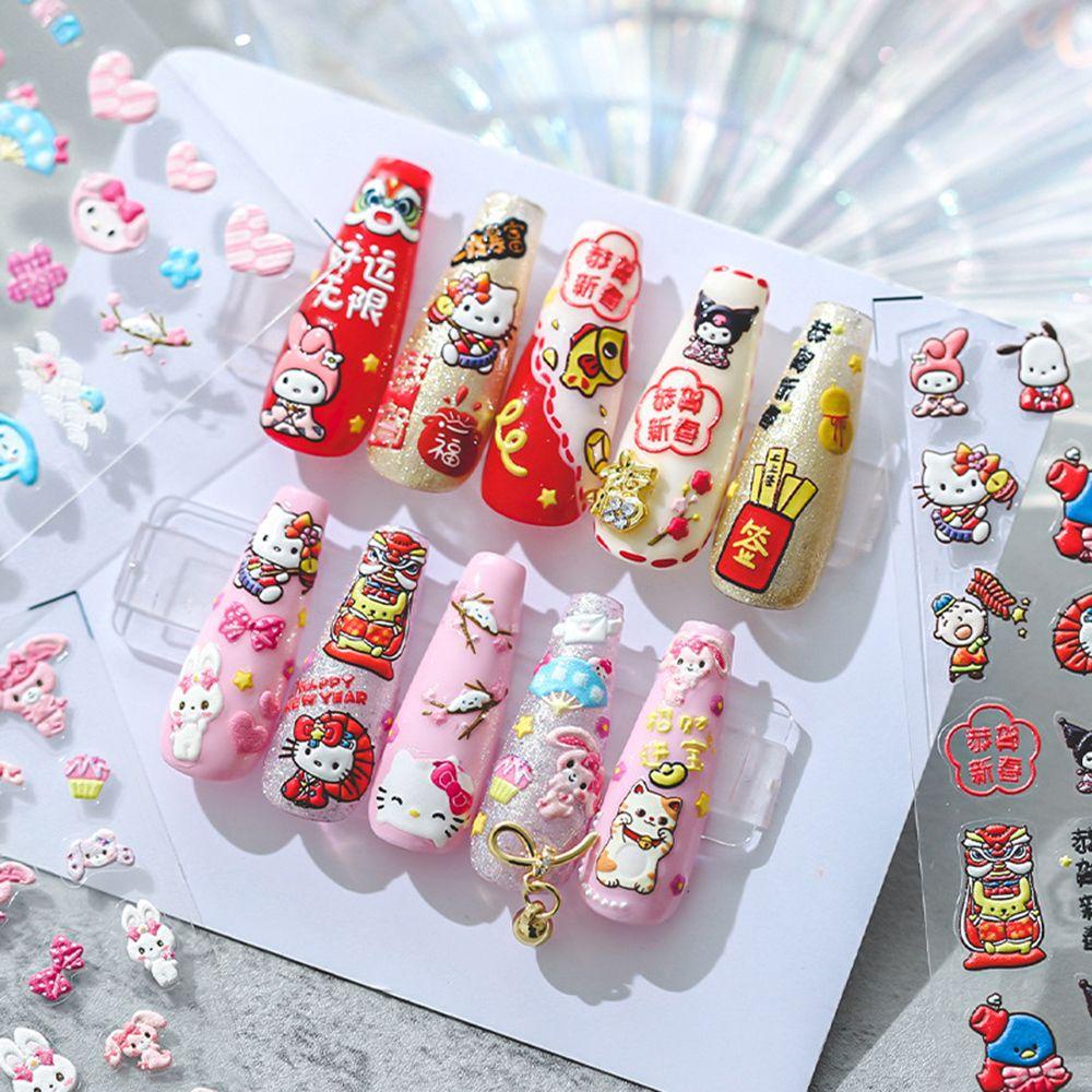 OCEANMAP Miếng Dán Trang Trí Móng Tay Tự Dính Họa Tiết Năm Mới 2022 Phong Cách Nhật Bản