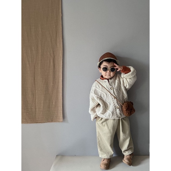 Áo Len Cardigan Vặn Thừng Cho Bé Gái- Chất Liệu Len Cao Cấp Hãng Mtiny Queen - Hàng Quảng Châ