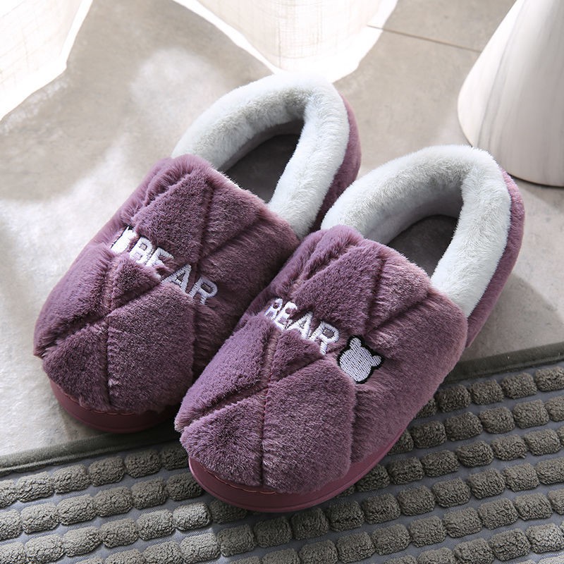 Đôi Dép Bông Đi Trong Nhà Đế Dày Giữ Ấm Mùa Đông Sành Điệu Cho Nữ