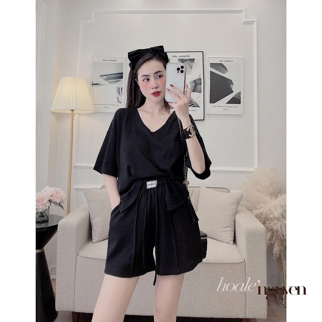 Set Pull Cổ Tim Trơn Bộ Đùi Nữ | BigBuy360 - bigbuy360.vn