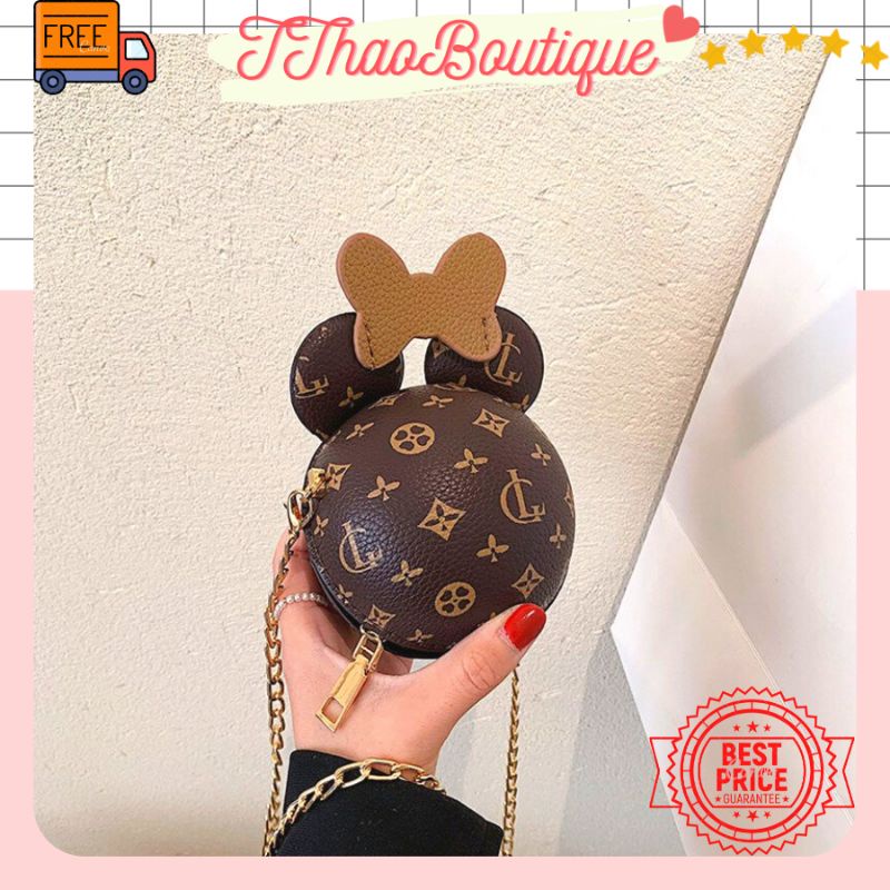 Túi Tròn MicKey Bé Gái, Túi Da Tròn Họa Tiết Mini Nữ Thời Trang Trẻ Trung TThao