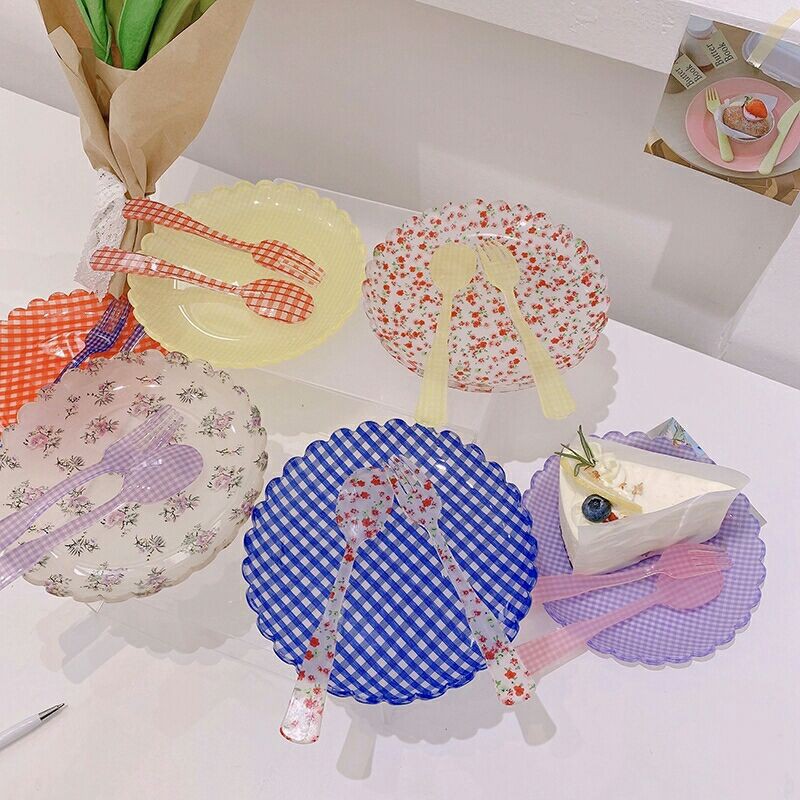 SET ĐĨA MUỖNG NĨA CARO HOA VINTAGE