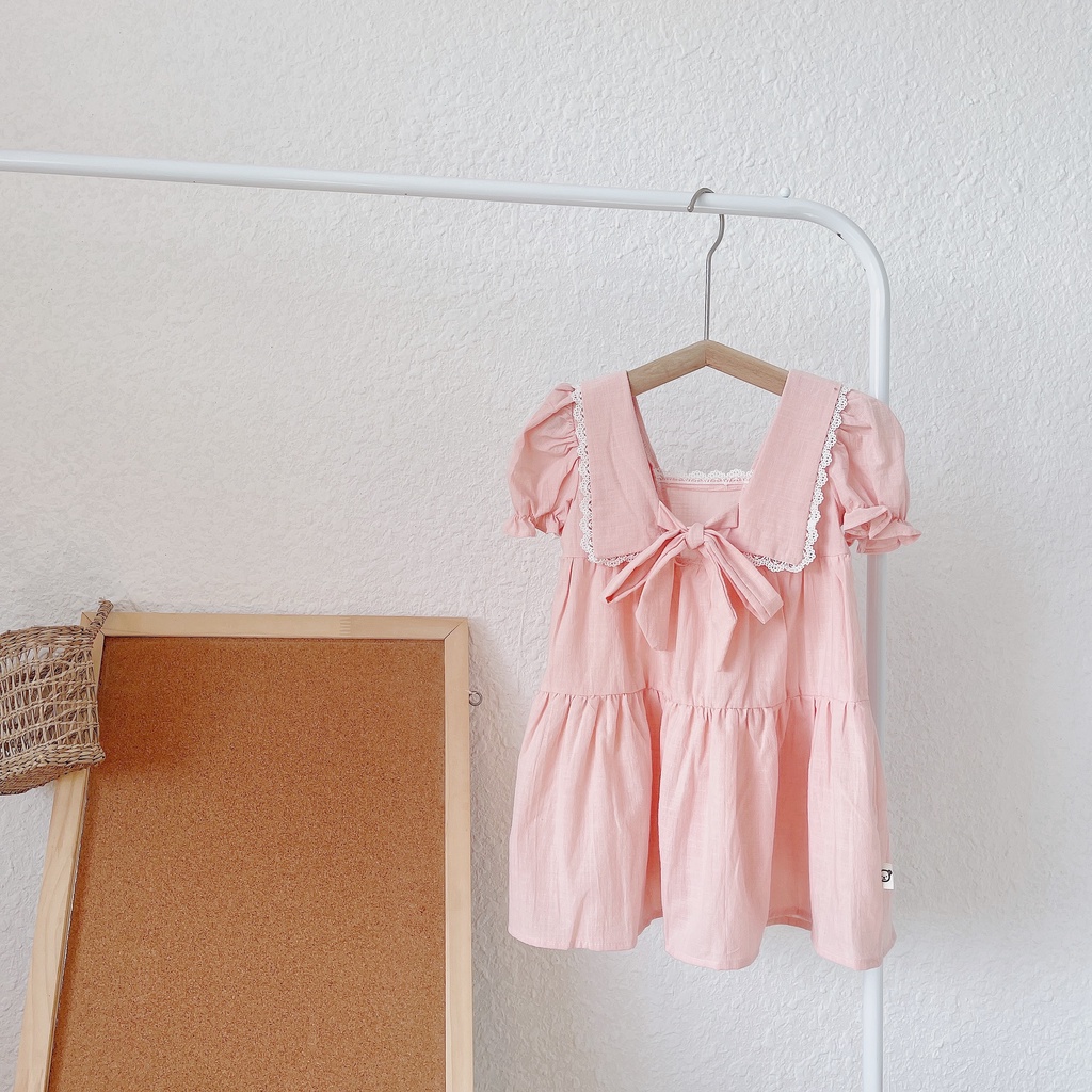 Váy hè cộc tay cổ lá vuông cho bé 1-7 tuổi (Mã 097)