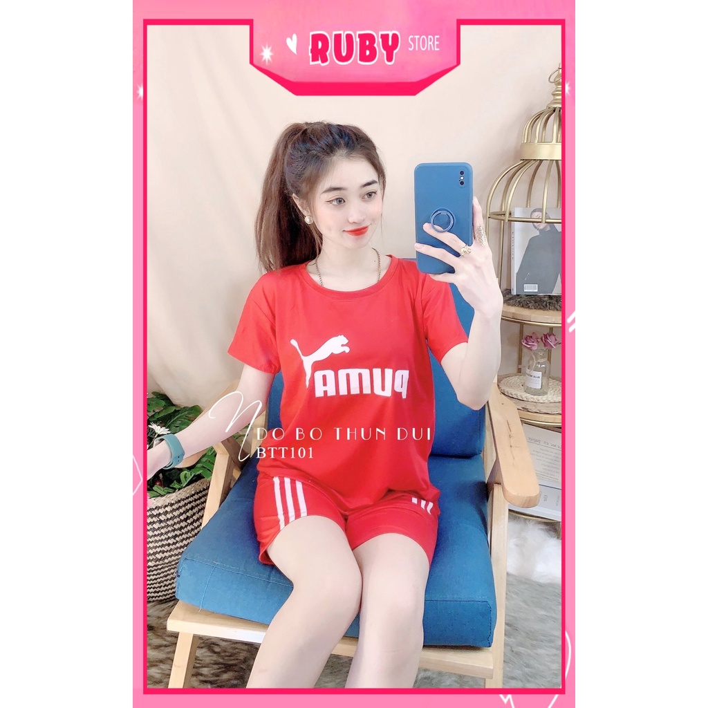 Đồ bộ thun đùi cho nữ mặc nhà chất vải mềm mịn mát ịn hình hoạt hình dễ thương BTT101