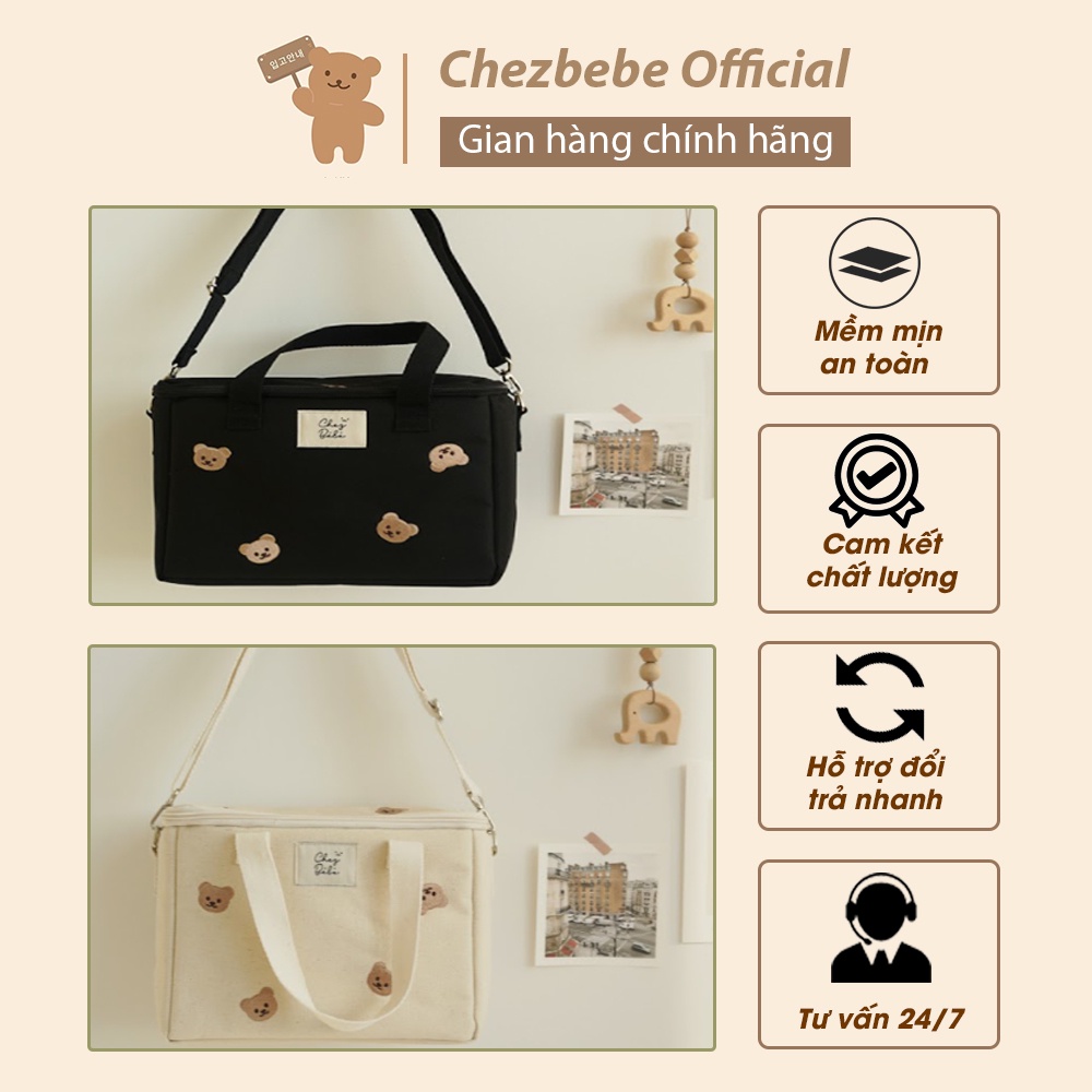 Túi giữ nhiệt Chezbebe thêu họa tiết gấu Shegomi