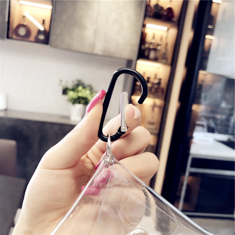 Bóp ví mini trong suốt kèm móc khóa sticker trang trí dễ thương độc lạ treo balo túi xách