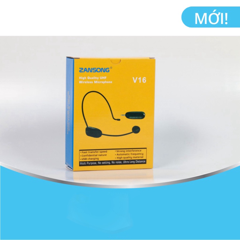 Micro không dây đeo tai Zansong V16 - Phù hợp cho mọi thiết bị, hỗ trợ thuyết trình, giảng dạy