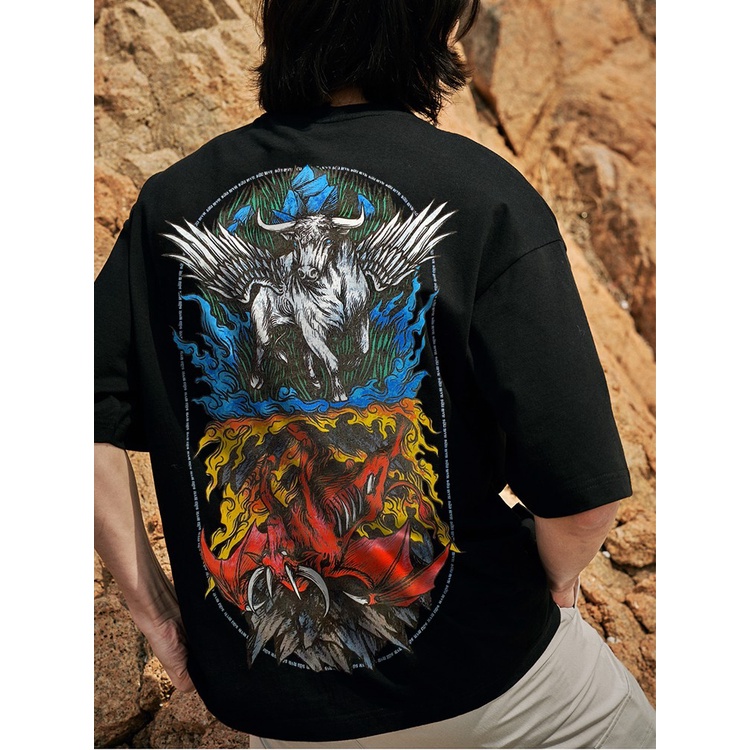 Áo thun unisex tuổi trâu Sửu xuất khẩu Mỹ form rộng tay Local Brand MVR In nhũ vàng đen xám wash rocktee