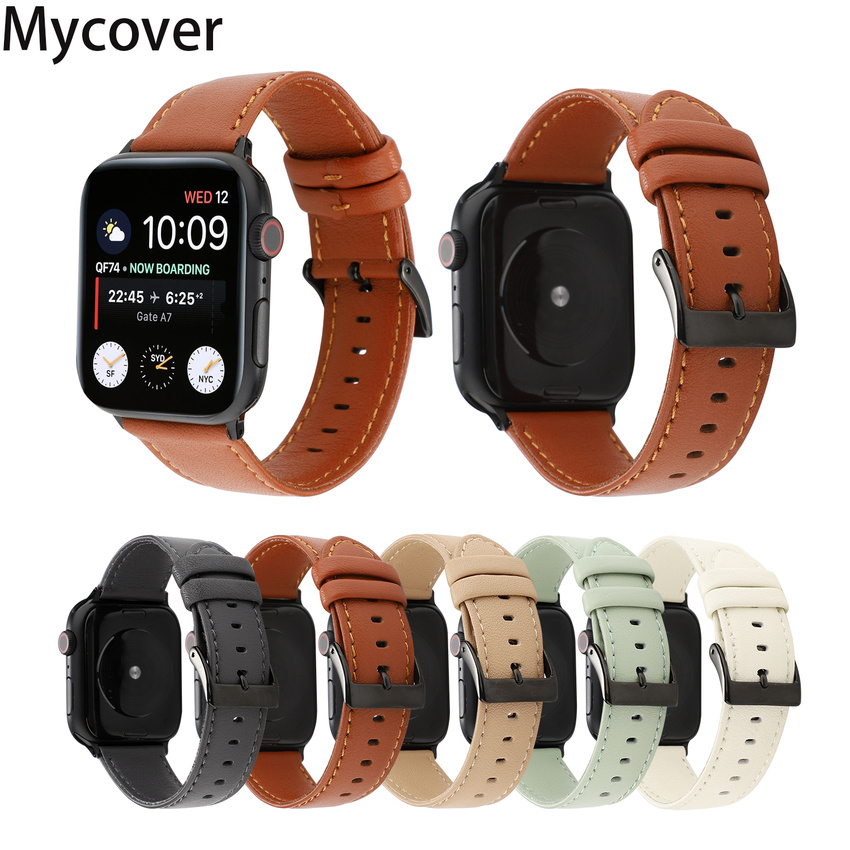 Cowhide Vintage True Leather Strap for Apple Watch for Iwatch 38mm 42mm 40mm 44mm Series 6 SE 5 4 3 2 1 Watch Band Bracelet Bands