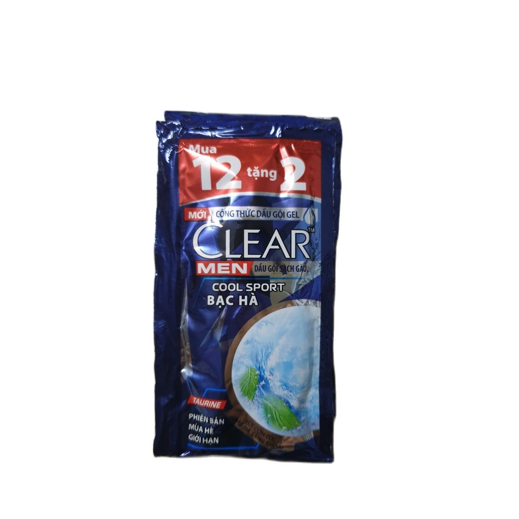 12 gói Dầu Gội Clear hoặc Clear Men Bạc Hà Mát Lạnh ( 6g/gói*12)