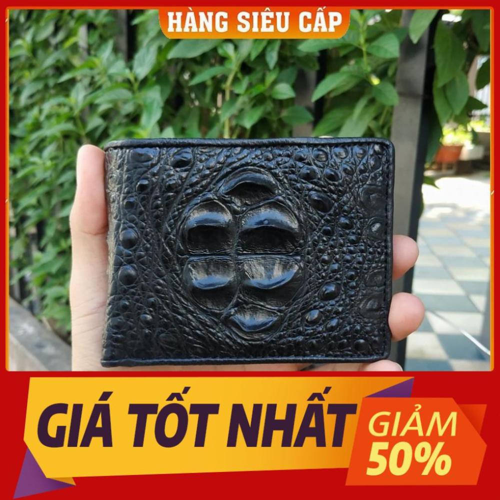 Thẻ BH 12 tháng [ Da Thật% ] -  Tuyệt Phẩm Bóp Nam Da Cá Sấu 2 Mặt Nguyên Con Hàng Cao Cấp, Rẻ, Đẹp