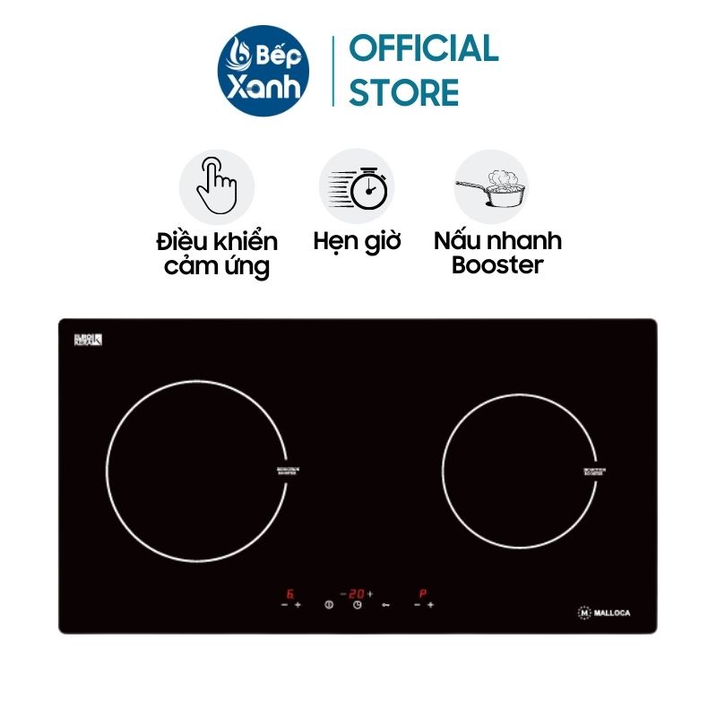 [TRẢ GÓP 0%] Bếp từ 2 vùng nấu Malloca MH-02I Công suất 3800W - Hàng Chính Hãng