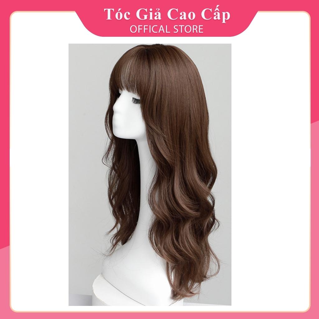 Tóc giả nữ nguyên đầu xoăn tự nhiên cao cấp, tặng kèm wig, C8289