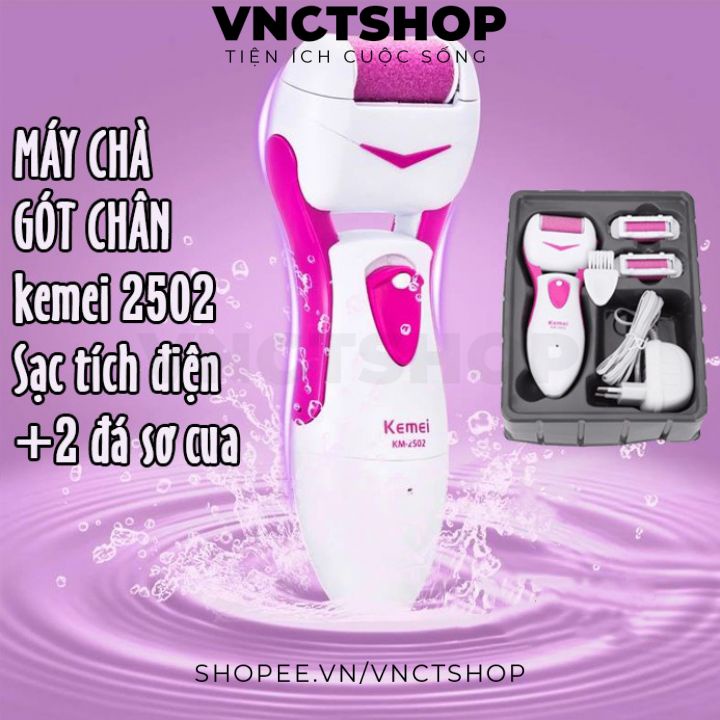 Máy chà gót chân Kemei, máy mài gót chân và da chết chuyên dụng cao cấp bằng pin sạc tích điện