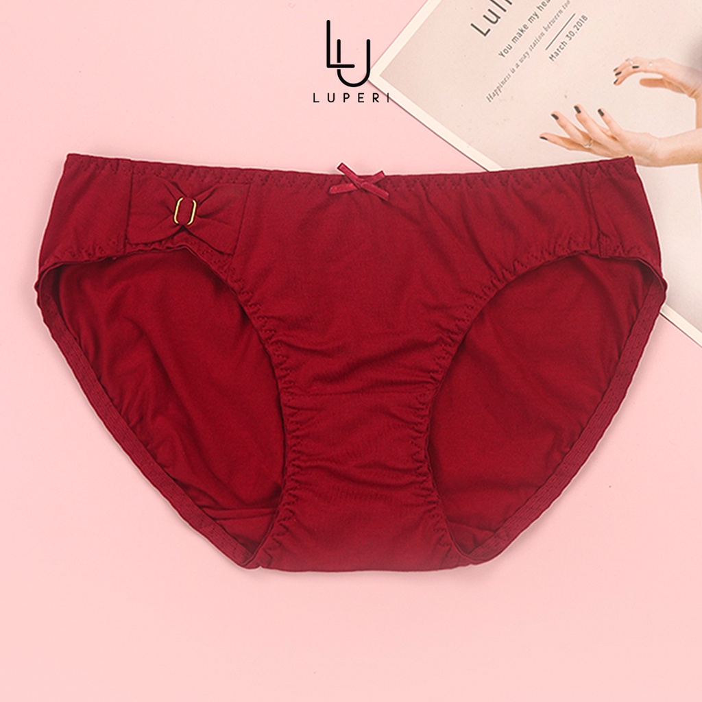 Quần Lót Nữ Cotton Cạp Vừa Luperi Dáng Bikini Ren Viền Mông Mềm Mịn Co Giãn Thoáng Mát Chống Lằn Mông Sp731