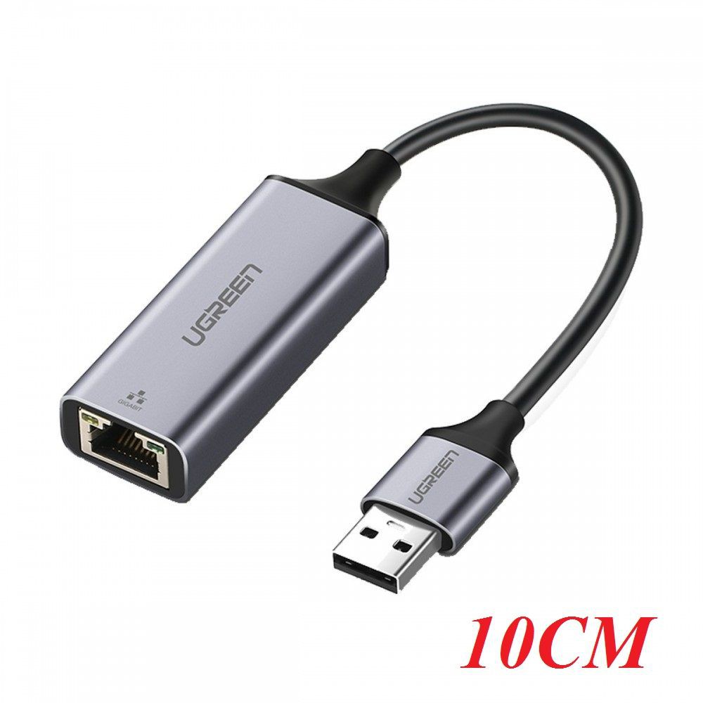 [Mã 1511ELSALE hoàn 7% đơn 300K] Ugreen 50921 10CM màu xám card mạng USB 2.0 ra RJ45 10/100Mbps CM209