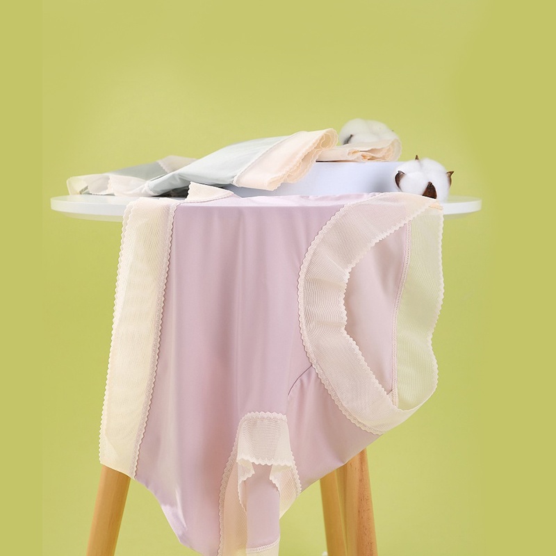 Quần lót ZXYOUPING vải lụa lạnh không đường may lưng cao nâng mông thoải mái thoáng khí