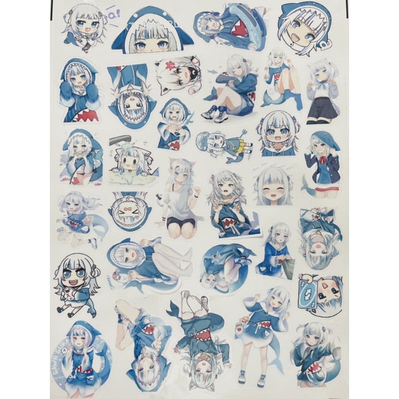 Sticker hình dán 30-60 cái vtuber gawr gura  homolive khác nhau