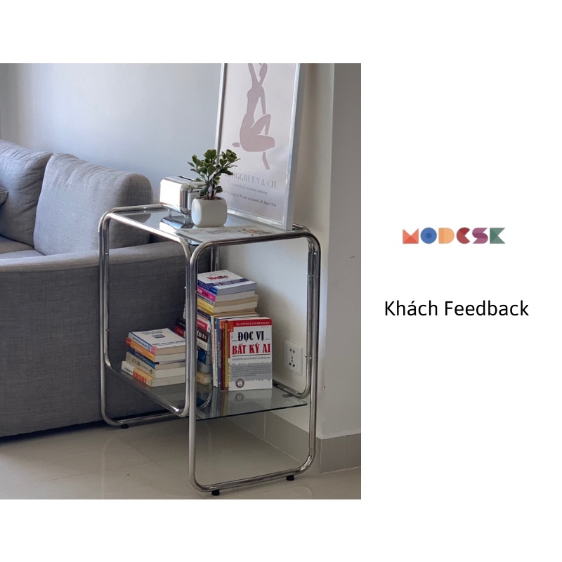 Bàn trà sofa phòng khách Modesk SS Table Glass version 1 inox 304 - kính cường lực