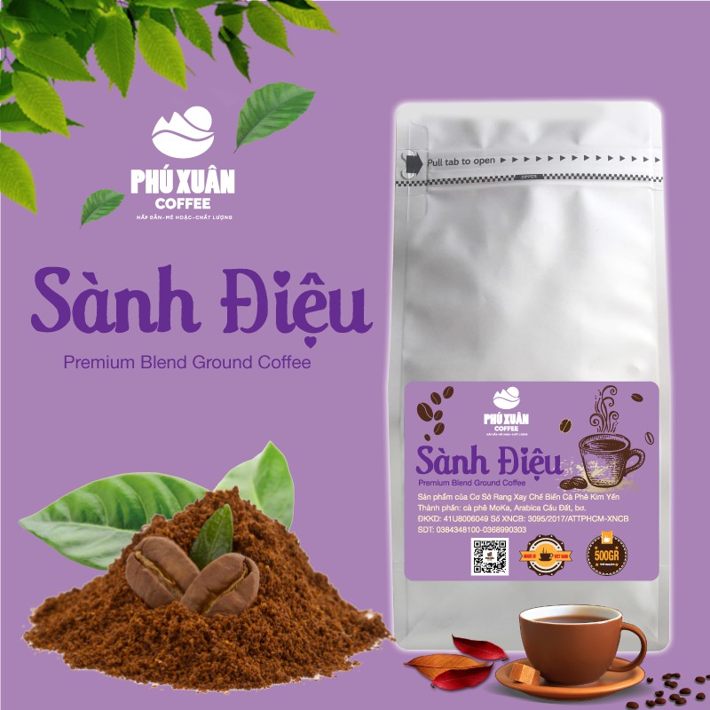 Cà Phê Sành Điệu Phú Xuân Coffee - Cafe bột cao cấp rang xay pha phin 500gr