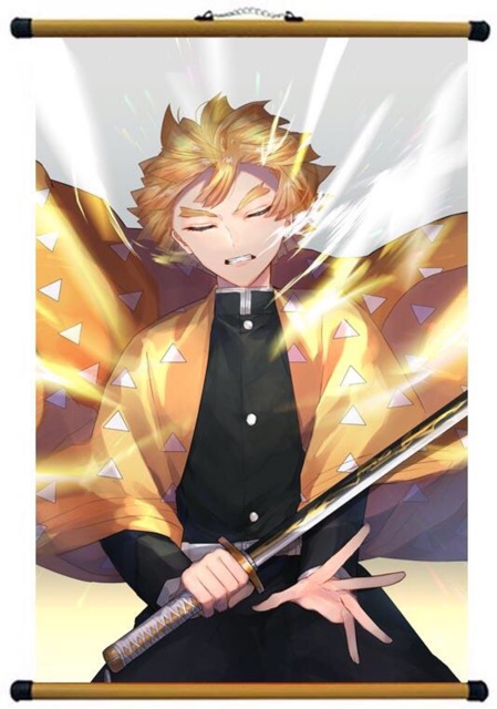 Ảnh poster agatsuma zenitsu, tranh treo tường anime kimetsu no yaiba agatsuma