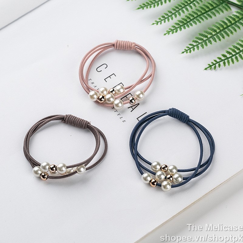 COMBO 3 Vòng tay và Dây buộc tóc HICKIES LACING SYSTEM kiểu Hàn Quốc sang trọng, đính ngọc trai giả
