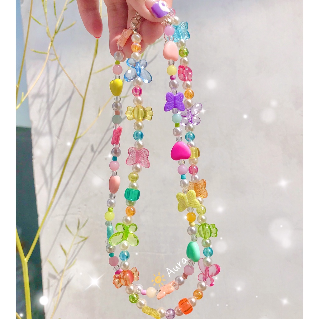 Vòng cổ Trong suốt mix màu Handmade thiết kế Aura