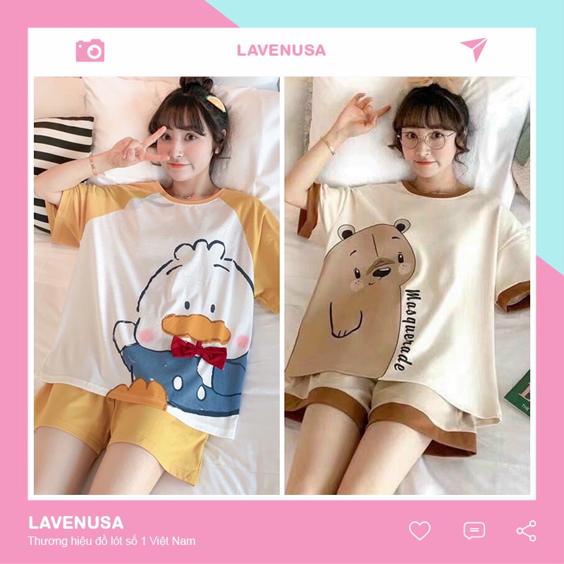 Bộ mặc nhà nữ cotton mùa hè freesize nhiều hình dễ thương LAVENUSA QA27