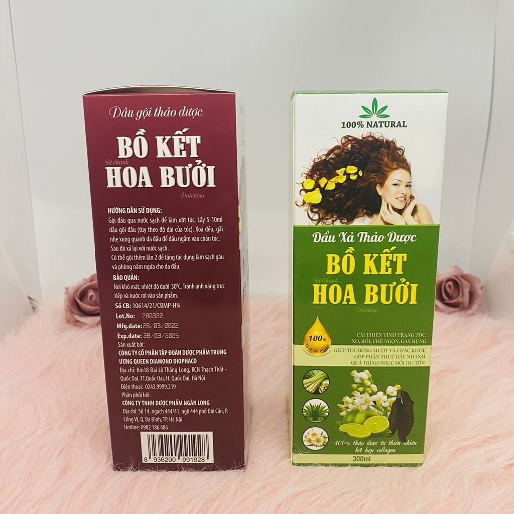 Cặp dầu gội và dầu xả thảo dược thành phần thiên nhiên, mùi thơm dễ chịu, cho mái tóc khỏe bồng bềnh