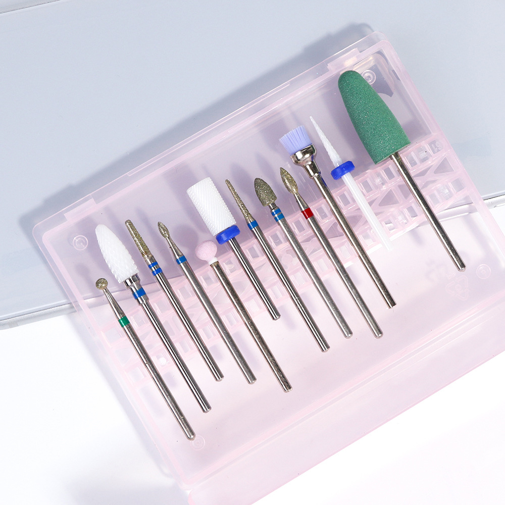 [Hàng mới về] Hộp đựng mũi khoan làm móng tiện dụng