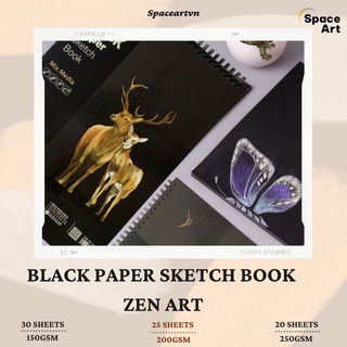 Sổ vẽ lò xo sketch book giấy đen zen art black paper sketch book