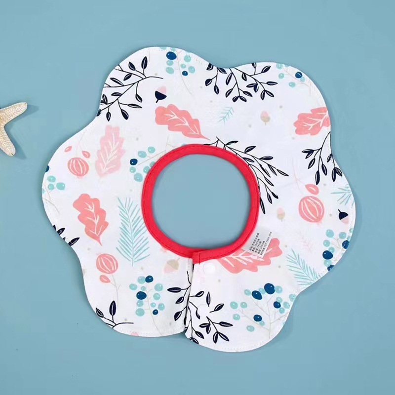 Yếm Ăn Cotton Dệt Kim Thoáng Khí Chống Nước Xoay 360 Độ Dễ Thương Cho Bé Trai + Gái