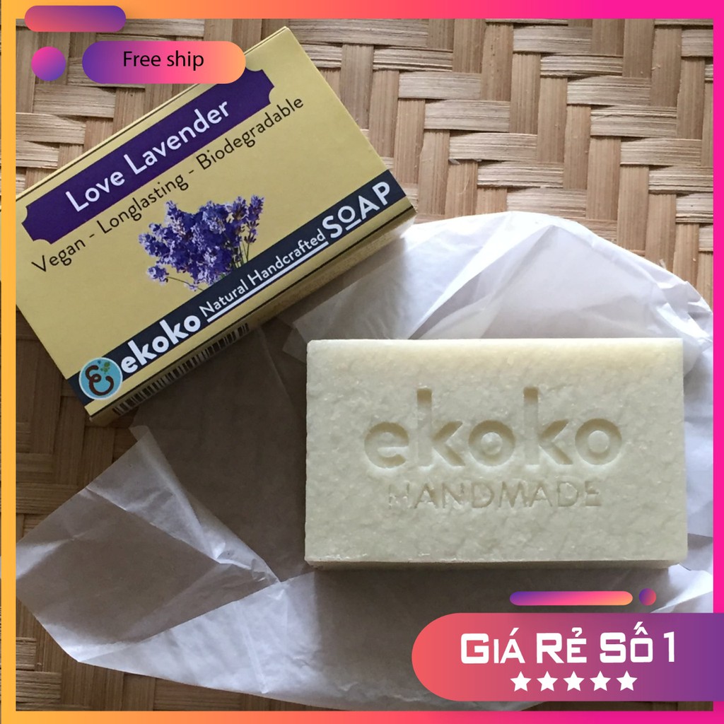 Xà phòng tinh dầu Oải hương ngừa viêm mụn, làm trắng da - Ekoko handmade soap Love Lavender 100g