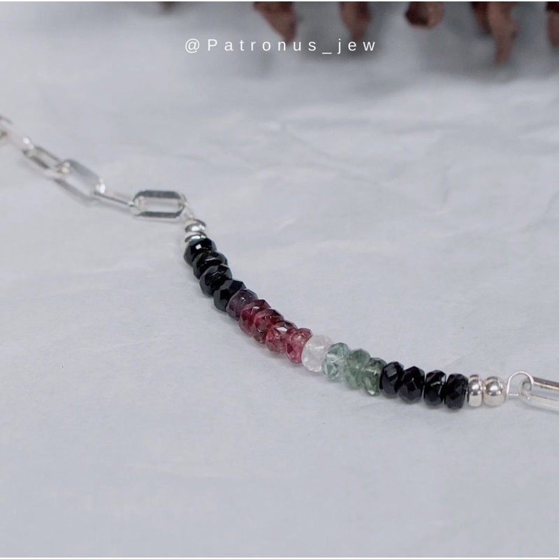 Vòng Tay Tourmaline Ombre Mix Dây Bạc VTTOMDB22A Patronus