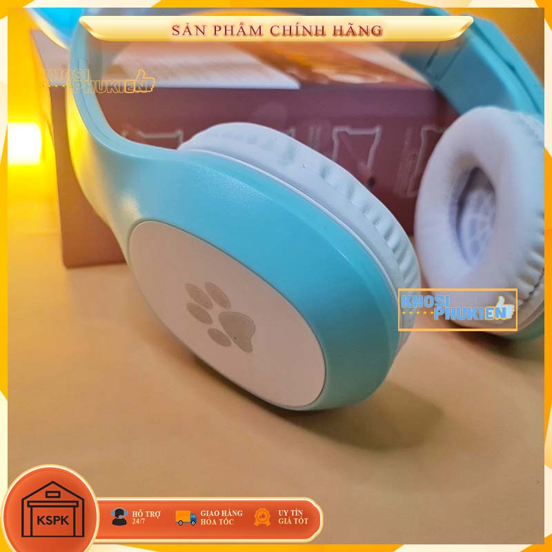 [Ảnh thật] Tai Nghe Tai Mèo có LEd Có Mic - Tai nghe màu xanh và màu hồng cực kute