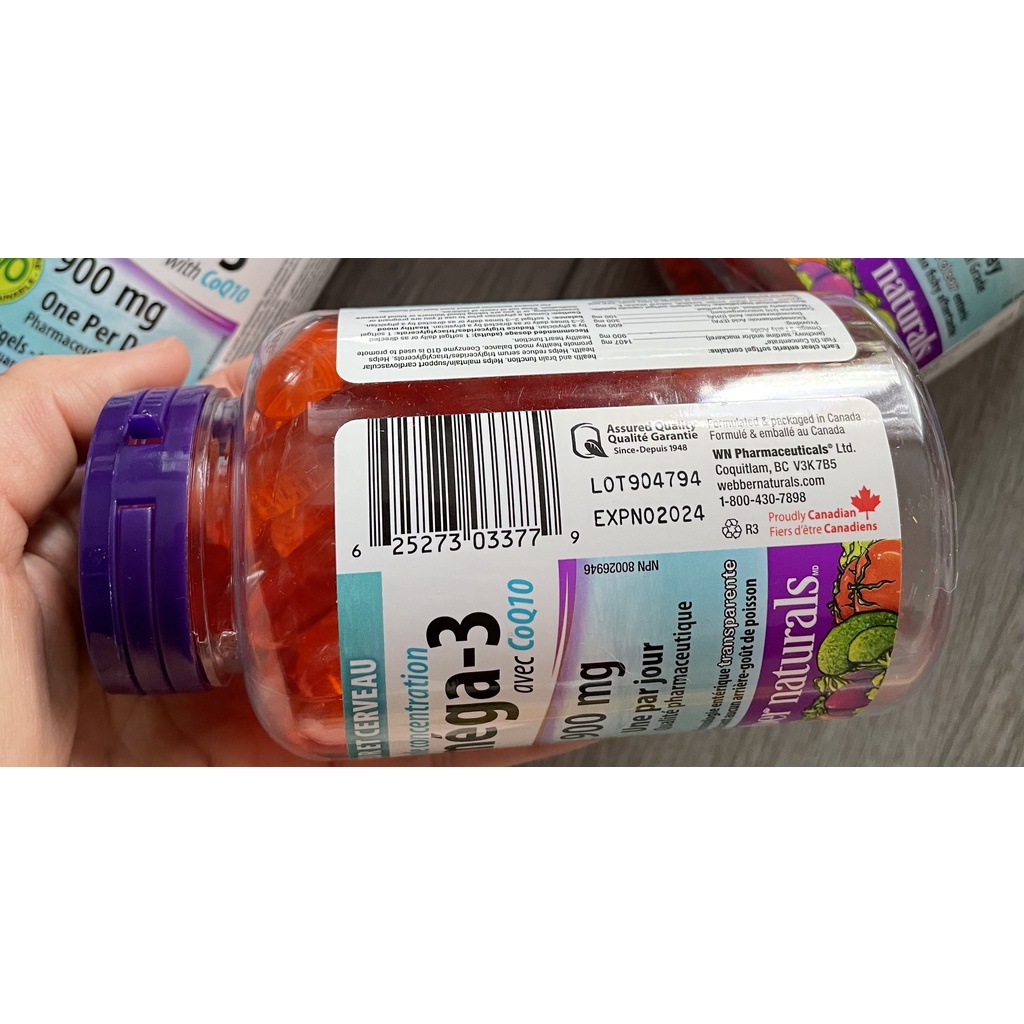 Viên dầu cá Webber Natural omega 3 900mg& CoQ10 80 viên; HSD 2027