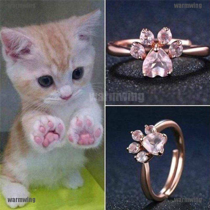 Nhẫn Mạ Vàng Đính Đá Zircon Hình Mèo Dễ Thương
