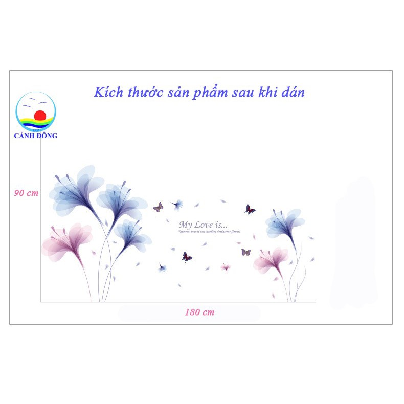 Decal dán tường combo hoa phòng ngủ lãng mạn - 3D sang trọng