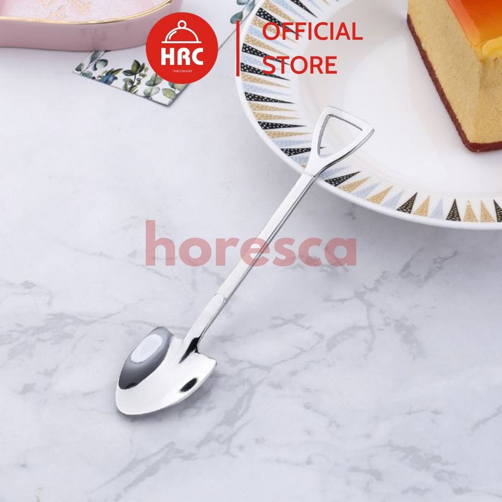 Bộ thìa dĩa hình xẻng inox mạ vàng, bạc độc đáo, giá rẻ