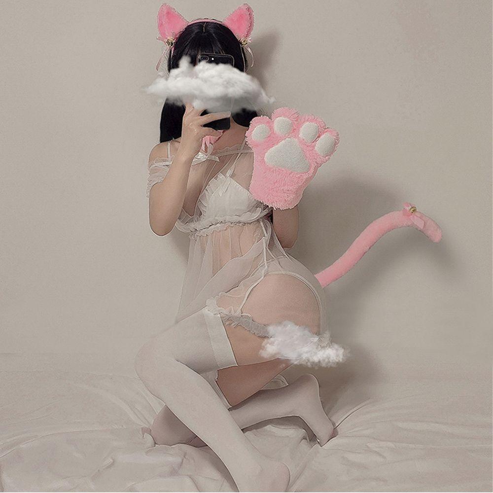 AROMA Vòng Cổ Choker Kèm Đôi Khuyên Tai Và Đôi Găng Tay Hình Anime Dễ Thương Dành Cho Nữ