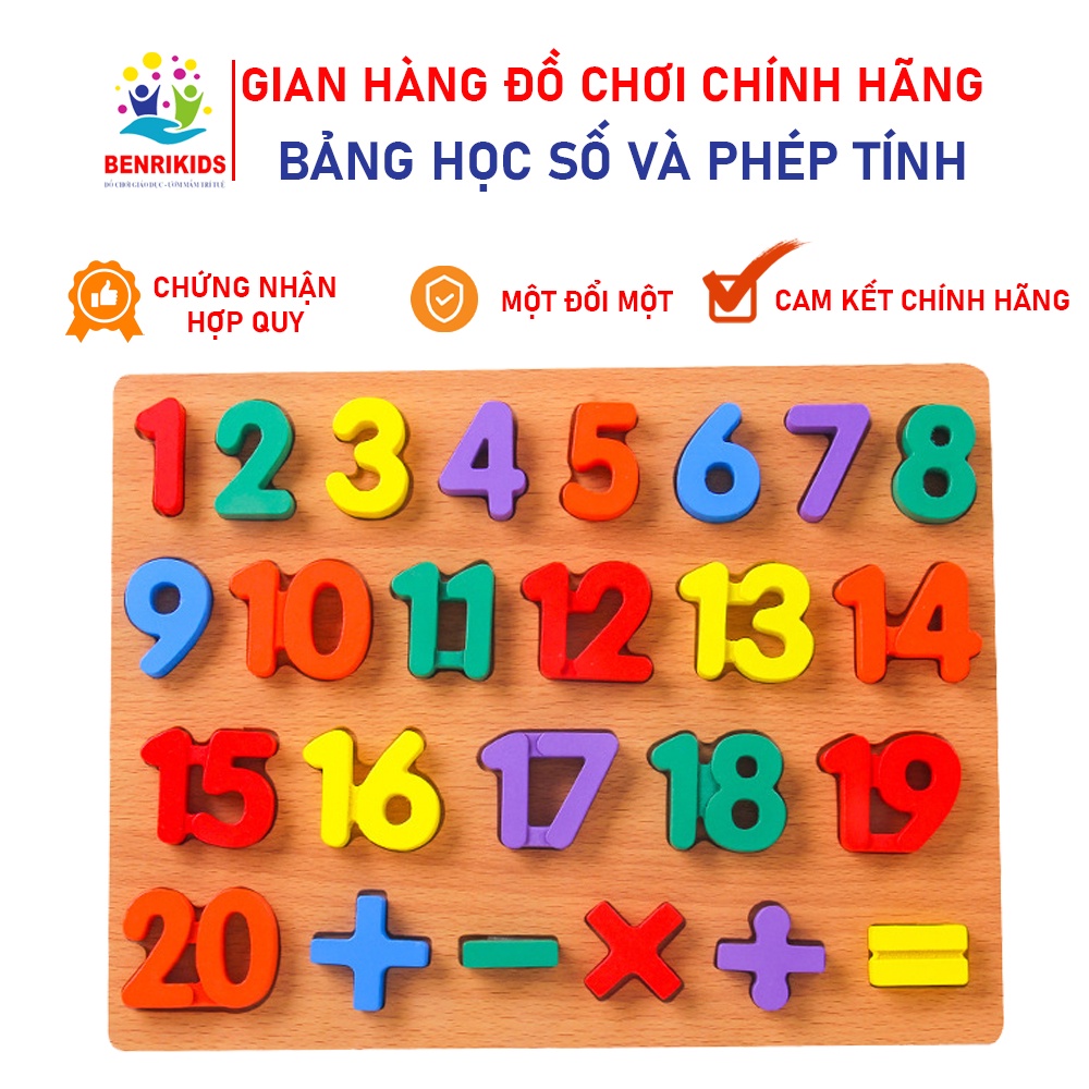 Bảng Ghép Số Từ 1-20 Và Phép Tính Cơ Bản Benrikids Bằng Gỗ Cho Bé
