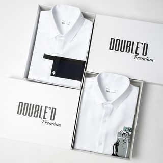 Áo sơ mi nam Double'D màu trắng họa tiết ngực SIN01